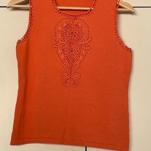 Orange Sleeveless Knit Top